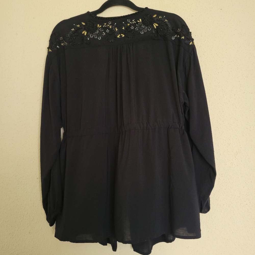 Torrid self-tie duster with black and gold embroidered Challis size 0 - Picture 4 of 11